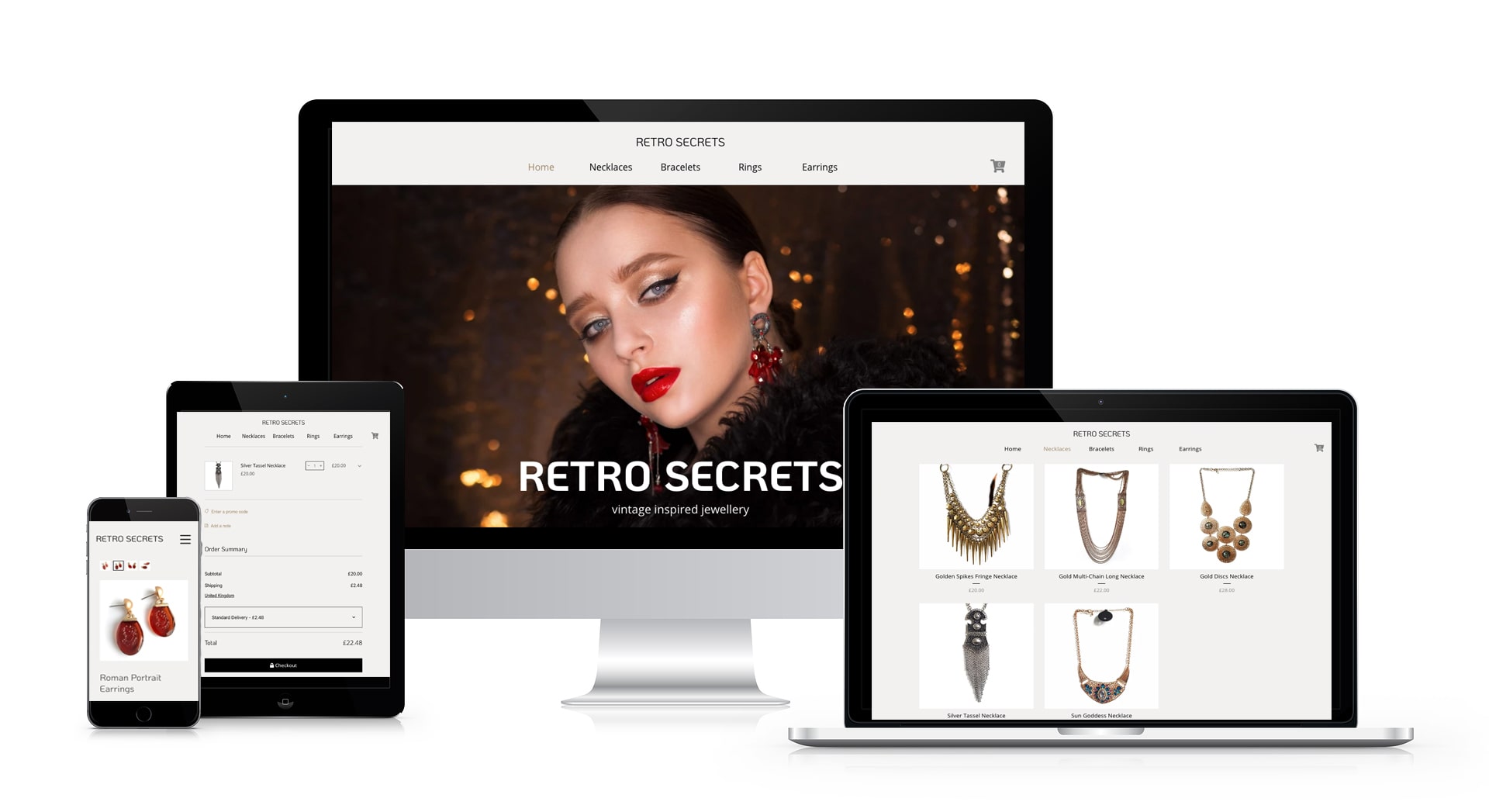 retro secrets project shown on screens of different sizes